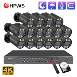 System kamer Poe 4K 8MP 16CH CCTV Nvr Kit System nadzoru Podwójne źródło światła Wodoodporny na zewnątrz