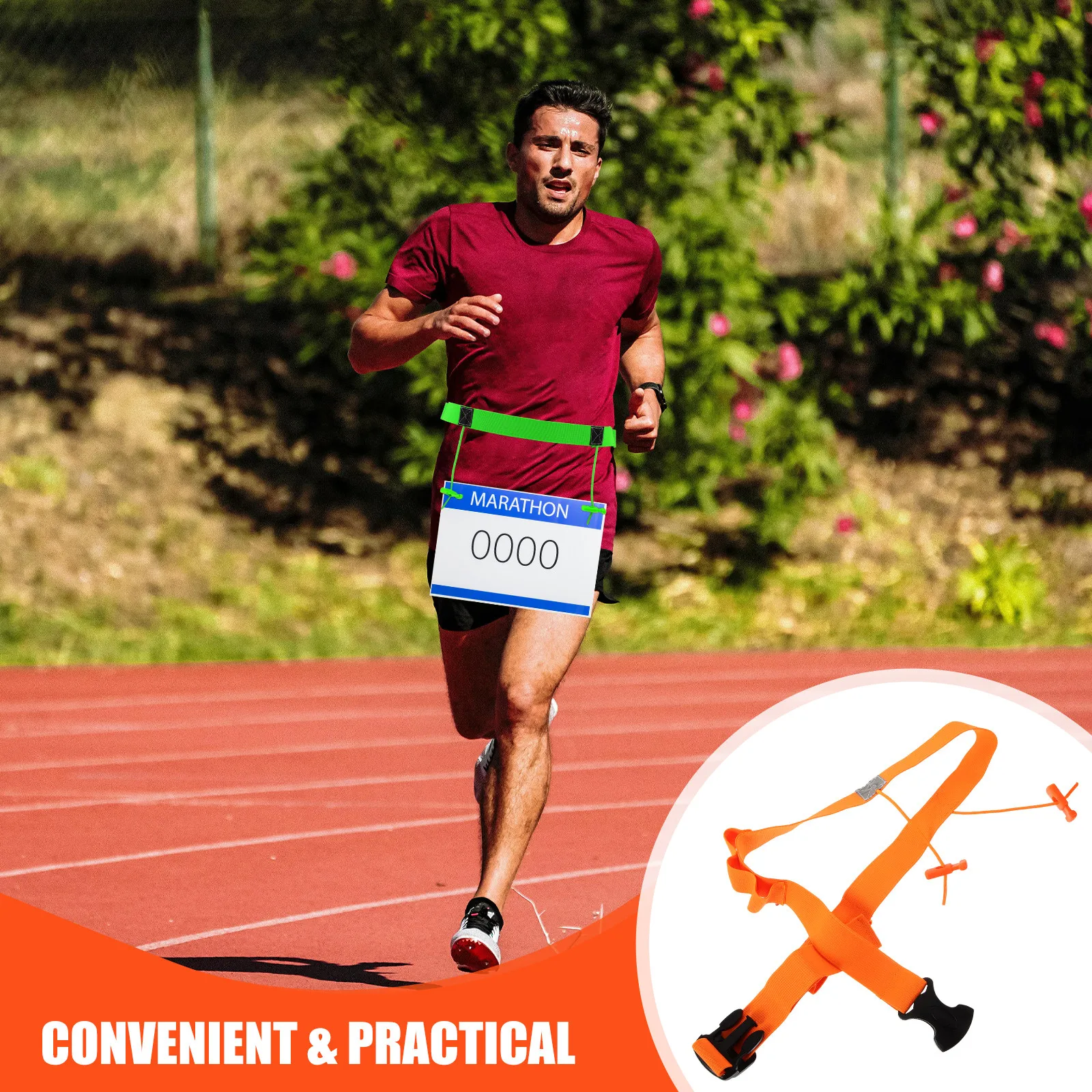Running Race Belt Polyester Thread Ergonomic Comfortable Skin Friendly Breathable Waistband for Competitions Training
