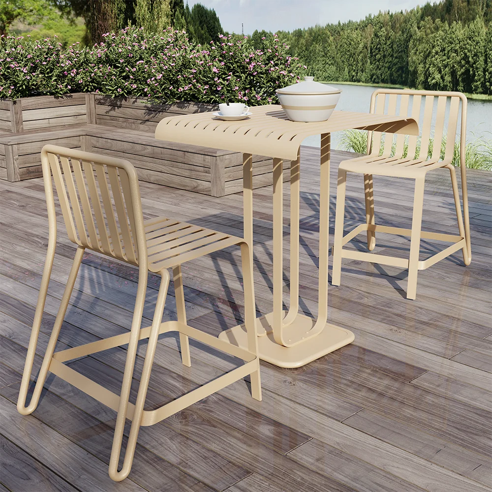 

Modern Design High Bistro Stool Aluminum Bar Chair For Outdoor Furniture For Bars Restaurants Hotels Living Rooms