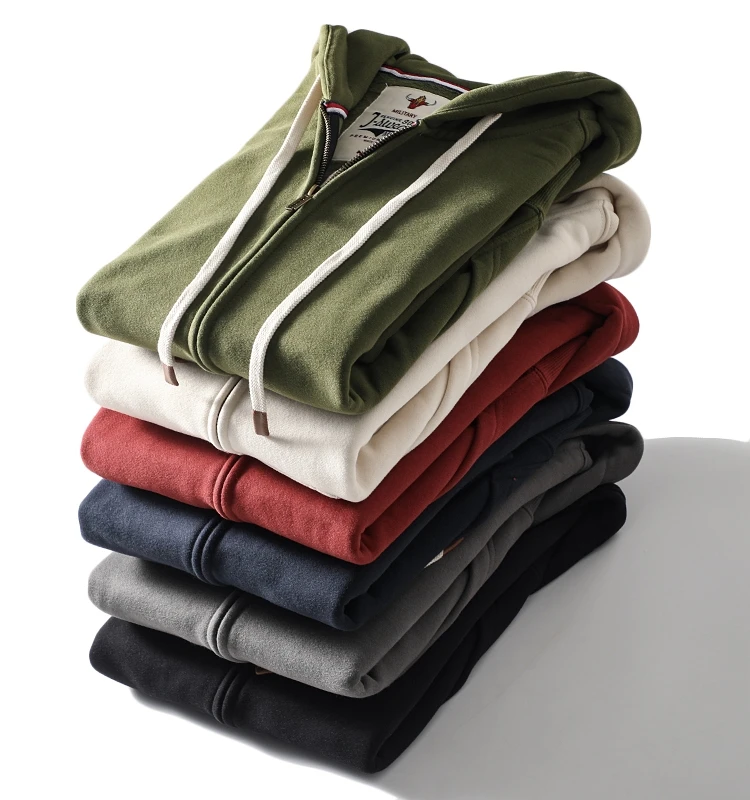 

Мужской утепленный флисовый кардиган с капюшоном в американском ретро-стиле, повседневная ветрозащитная теплая толстовка для осени и зимы