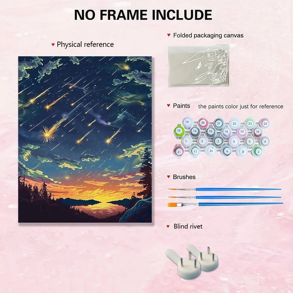 1 قطعة النيزك خط عبر السماء لتقوم بها بنفسك الاكريليك طقم الطلاء الرقمي للمبتدئين إطار ديكور جدران المنزل غير المدرجة #6