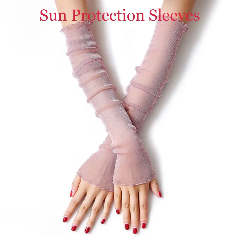 

gloves Fingerless Arm Warmers Driving Gloves Outdoor Sport Lace Arm Warmers Sun Protection Cover Mesh Ice Silk Sleeves