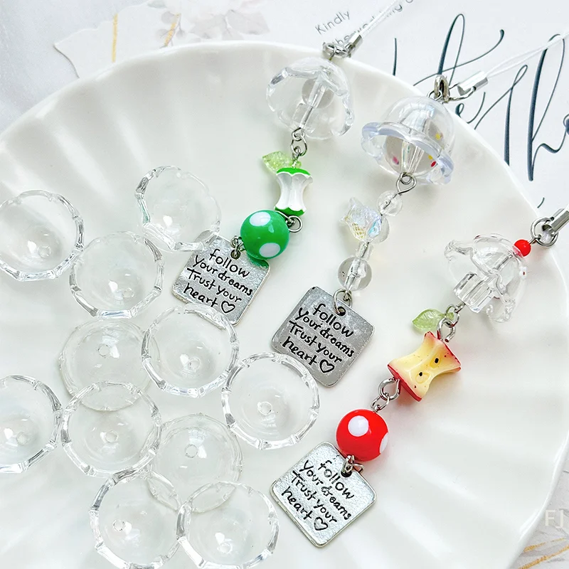 

[YU]20pcs Jellyfish Keychain Wind Chimes Beads Caps Charms For Jewelry Making DIY Decorations Wind Bell Pendant Earrings Accesso