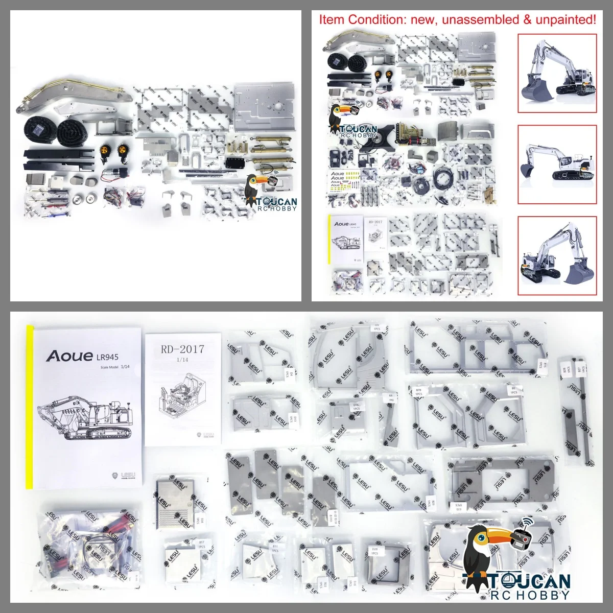 

New LESU LR945 RC Excavator Hydraulic 1/14 Metal Remote Controlled Digger Model Kits Toucan Engineering Vehicle Model TH22635