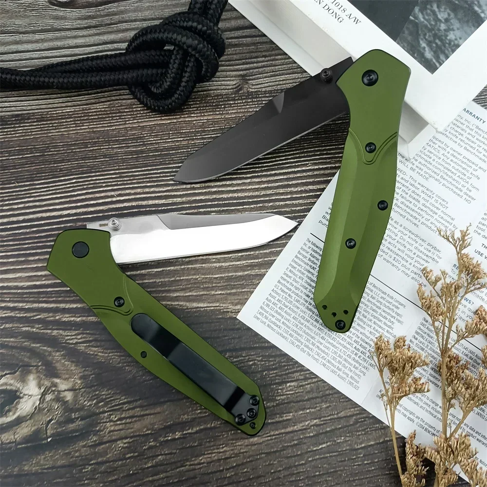 Tactical Knife Osborne Folding Pocket Knife D2 Blade Green Aluminum Alloy Handles Outdoor Camping Hunting Knives EDC Tool