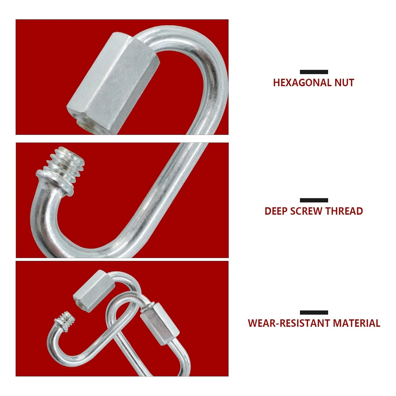 Outdoor buckle, quick link ring, size M3.5/M6/M8, threaded lock design, for pet safety link ring, keychain, swing ring image 2