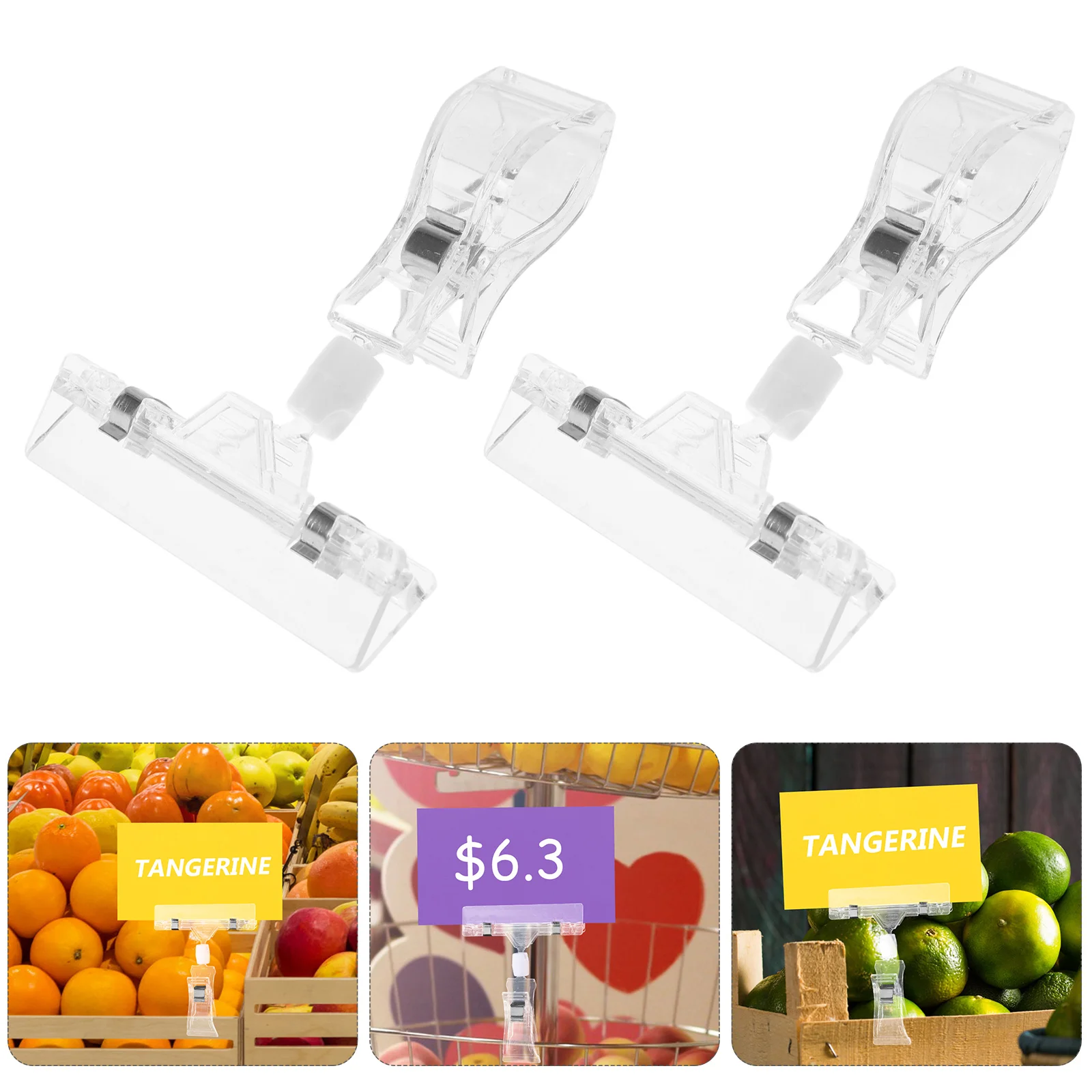 10PCS Plastic Transparent Label Clips Price Tag Clamp Note Fixator for Home Shooping Mall Market note holder