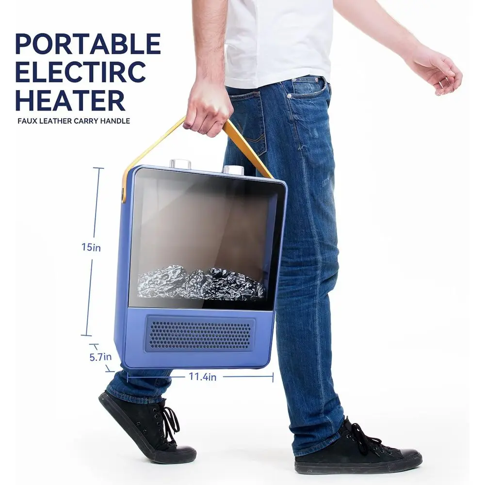 Electric Ireplace Heater, 1500W Portable Space Heater, Ireplace with Realistic 3D Flame Effect and Overheating Safety Protection, Qu