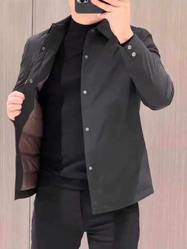 High-End Men's Cotton Jaet Lightweight Warm Casual Busin Adstrative Sle Winter Faion Urban Faion Pure Color