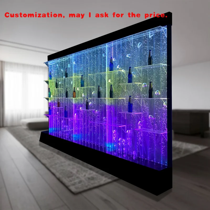 

на заказ.Цифровая пузырьковая настенная полка, дизайн вина, роскошный винный шкаф, барная полка со светодиодной подсветкой