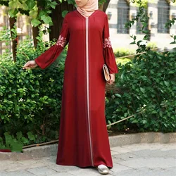 Maxi Abaya Dresses Vintage Islamic Dress Floral Printed Long Solid Women Muslim Kaftan Muslim Clothes Burka 2024 New Arrival