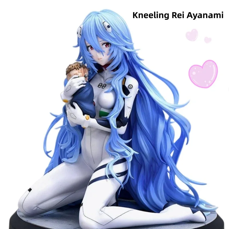 Figurine Neon Genesis Evangelion : Rei Ayanami aux longs cheveux agenouillée, statue de modèle d'anime et ornement de bureau