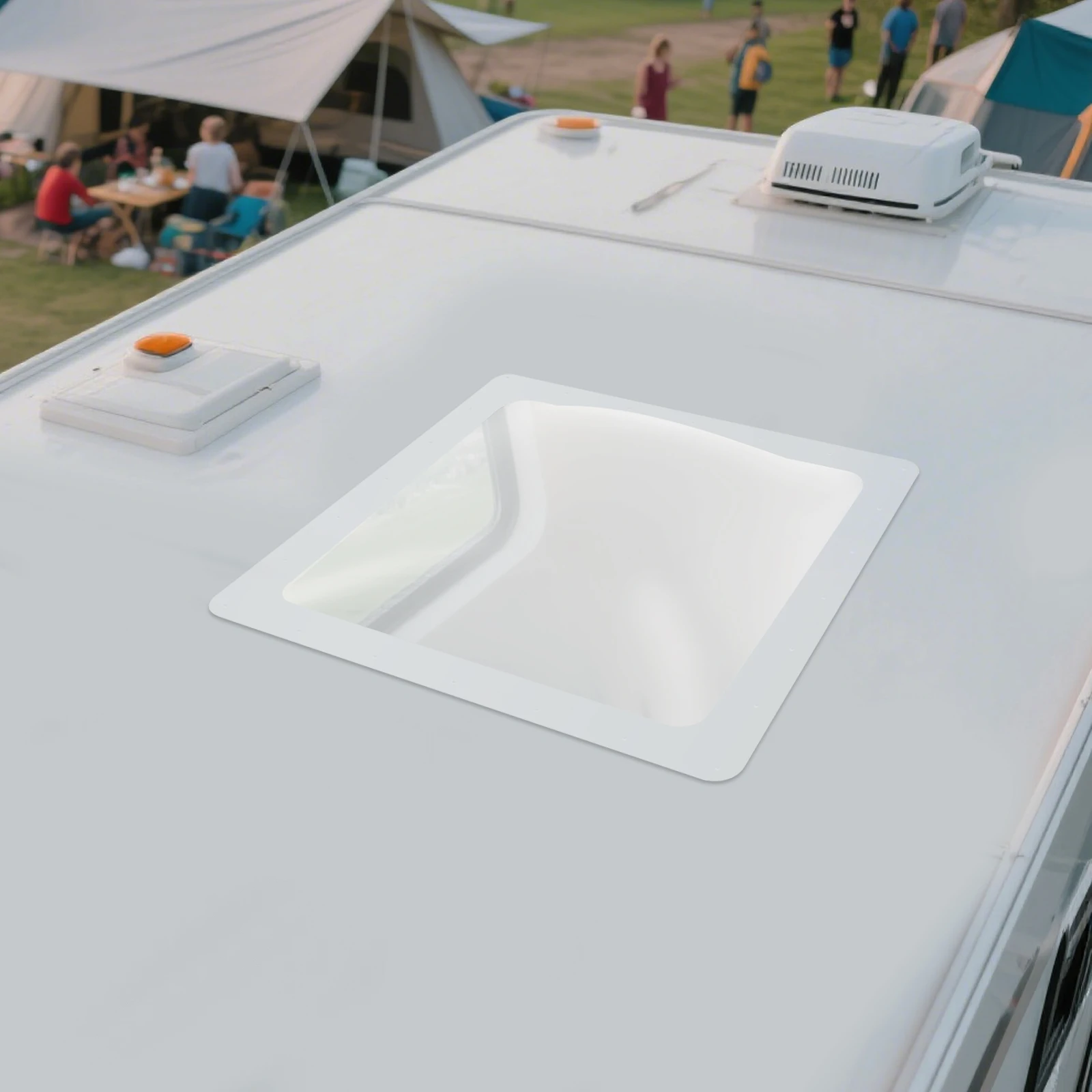 كشاف RV مقاس 26 × 26 بوصة، كوة التخييم، قبة خارجية كوة RV، مصباح RV يناسب كوة RV، للمركبات الترفيهية العالمية، المعسكر، (لون واضح)