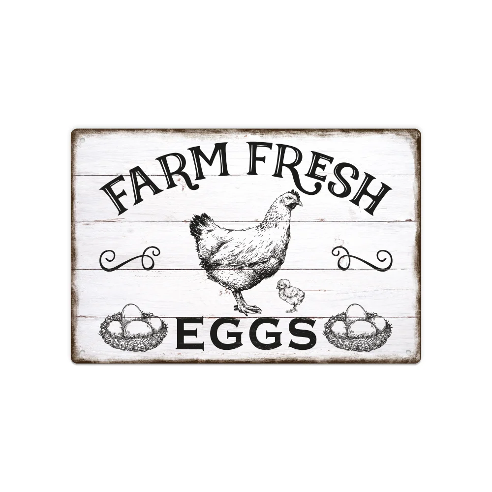 1 piece Putuo Decor vintage farmhouse chicken metal sign, 
