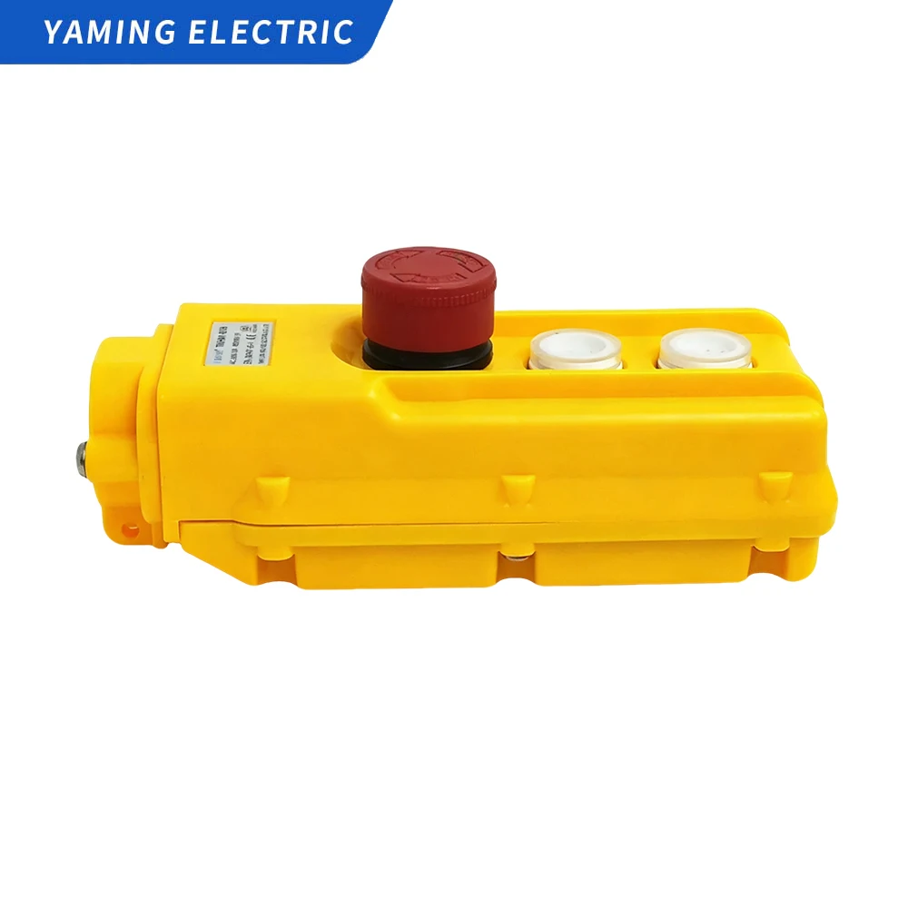 3‑Key Crane Control Pendant Up‑Down Handheld Push Button Switch With Emergency Stop For Electric Hoist Lifting Winch