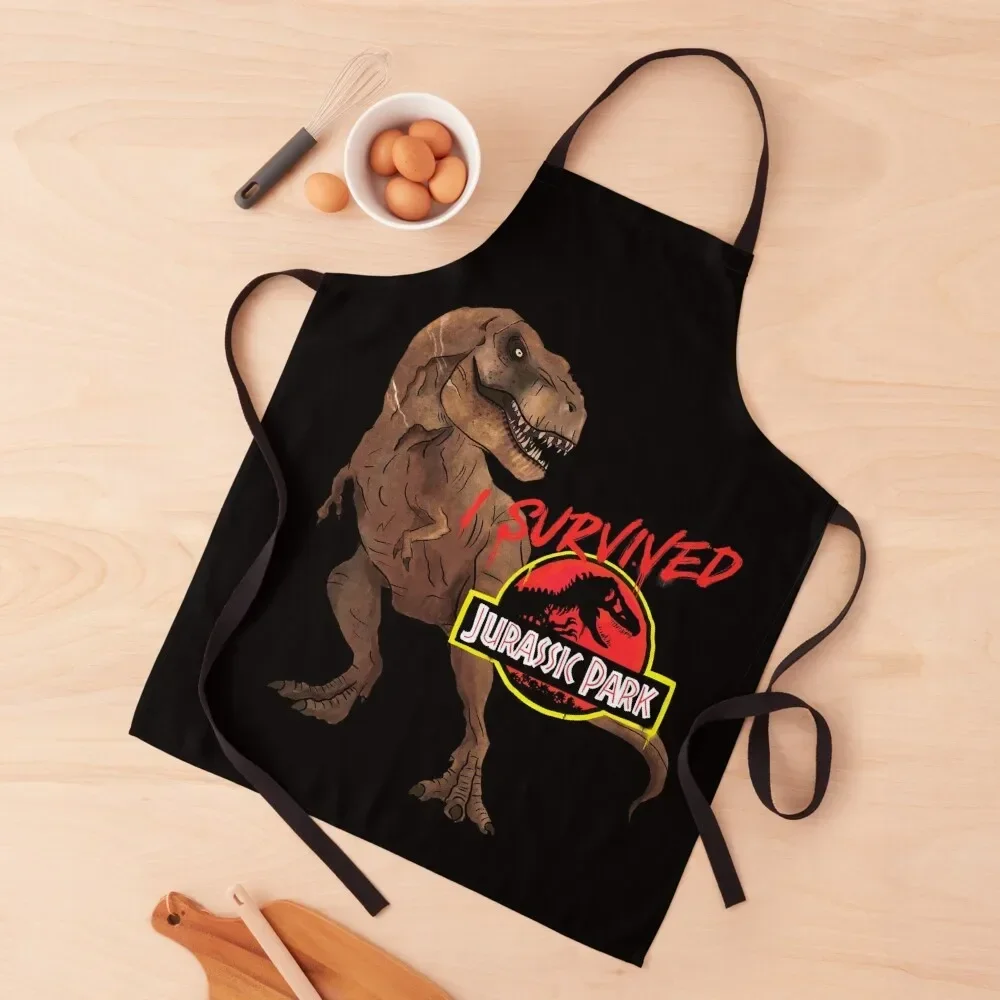 

I Survived Jurassic Park Apron Cute Kitchen professional hairdresser Apron