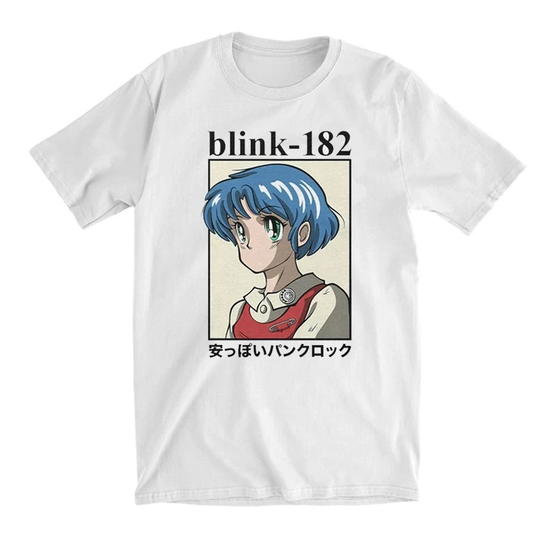 Edition Blink 182 Smile Face Printed Retro Loose Oversized Hip-Hop Rock T-shirt of The Punk Band Made of High-Quality Cotton