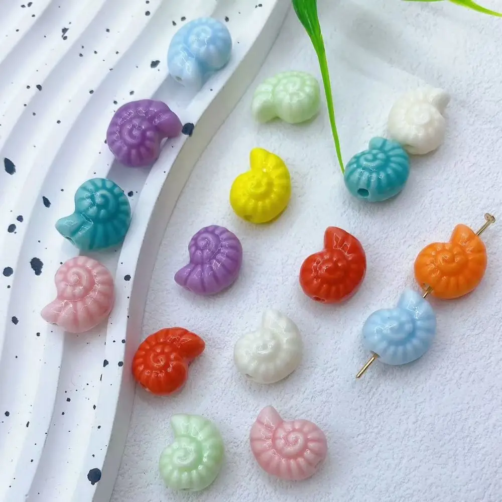 10pcs /bag Handmade Craft Snail Shell Bead Fresh Color Fashion Ceramic Spacer Loose Beads 3D Bracelet Making Kit