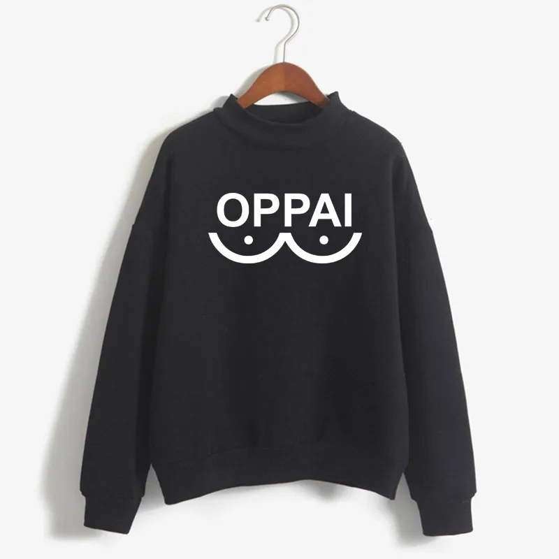 

OPPAI Print Woman Sweatshirt Sweet Korean O-neck Knitted Pullovers Thick Autumn Winter Candy Color women One Punch Clothing