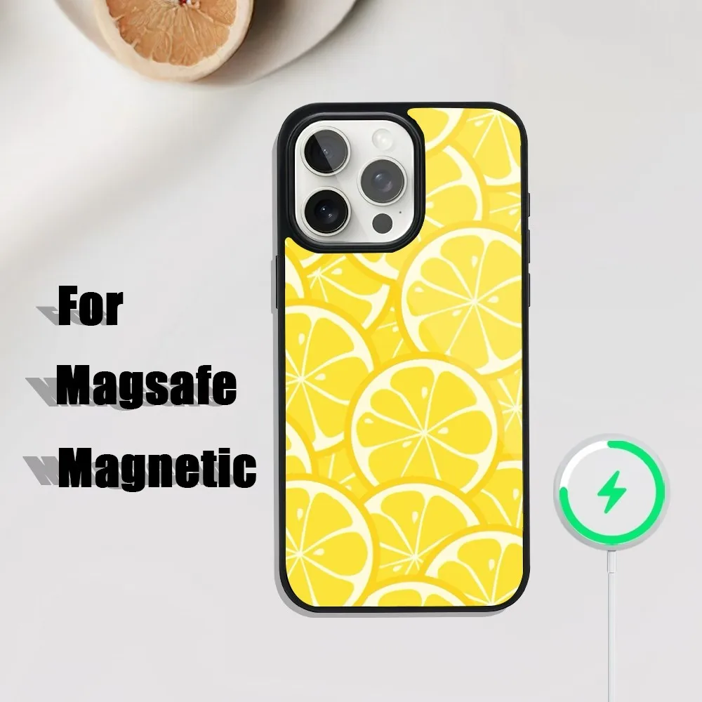 Fruit Lemon Phone Case For iPhone 16,15,14,13,12,11,Plus,Pro,Max Mini Magsafe Magnetic Wireless Charging