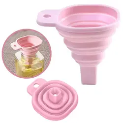 Pink Novelty Silicone Folding Funnel - Telescopic Long Collapsible Kitchen Gadget for Household Liquid Dispensing