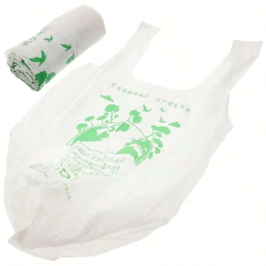 

Bioradable Garbage Bags 45x62 20pcs Vest-Style Tras Liners Corn Starc Material Flat Mout Ouseold Waste Disal