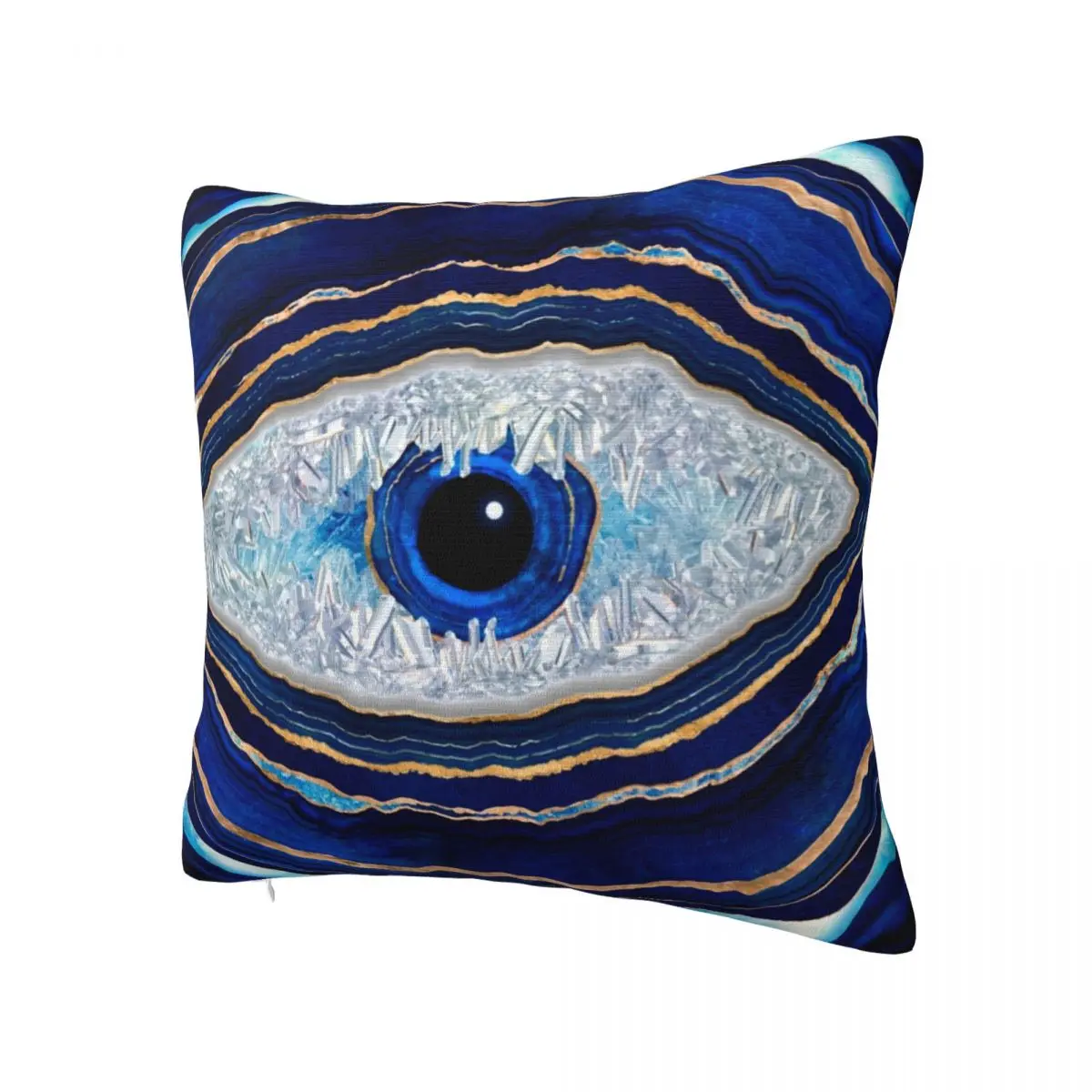 Evil Eye Blue Agate Geode Ditital Art Pillowcase Soft Polyester Cushion Cover Gift Pillow Case Cover Bedroom Zippered 45X45cm