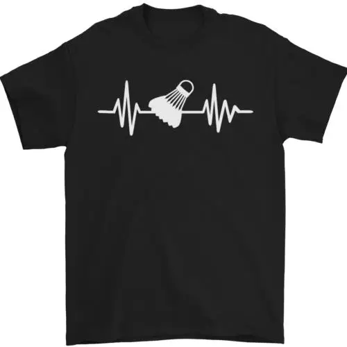 Pulse Badminton Player Funny ECG Mens T-Shirt 100% Cotton