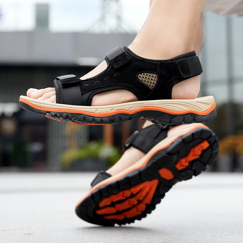 Brand Summer Men's Sandals Genuine Leather Men Slippers Gladiator Men Beach Sandals Soft Comfortable Outdoors Wading Shoes 38-47 image 6
