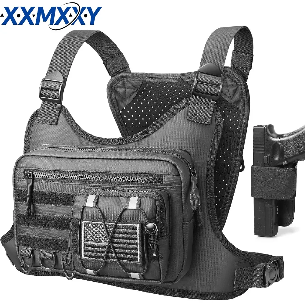 Outdoor Chest Bag For Men and Women, Tactical Vest For Running, Cycling, EDC Chest Pack Rig For Sports and Workouts