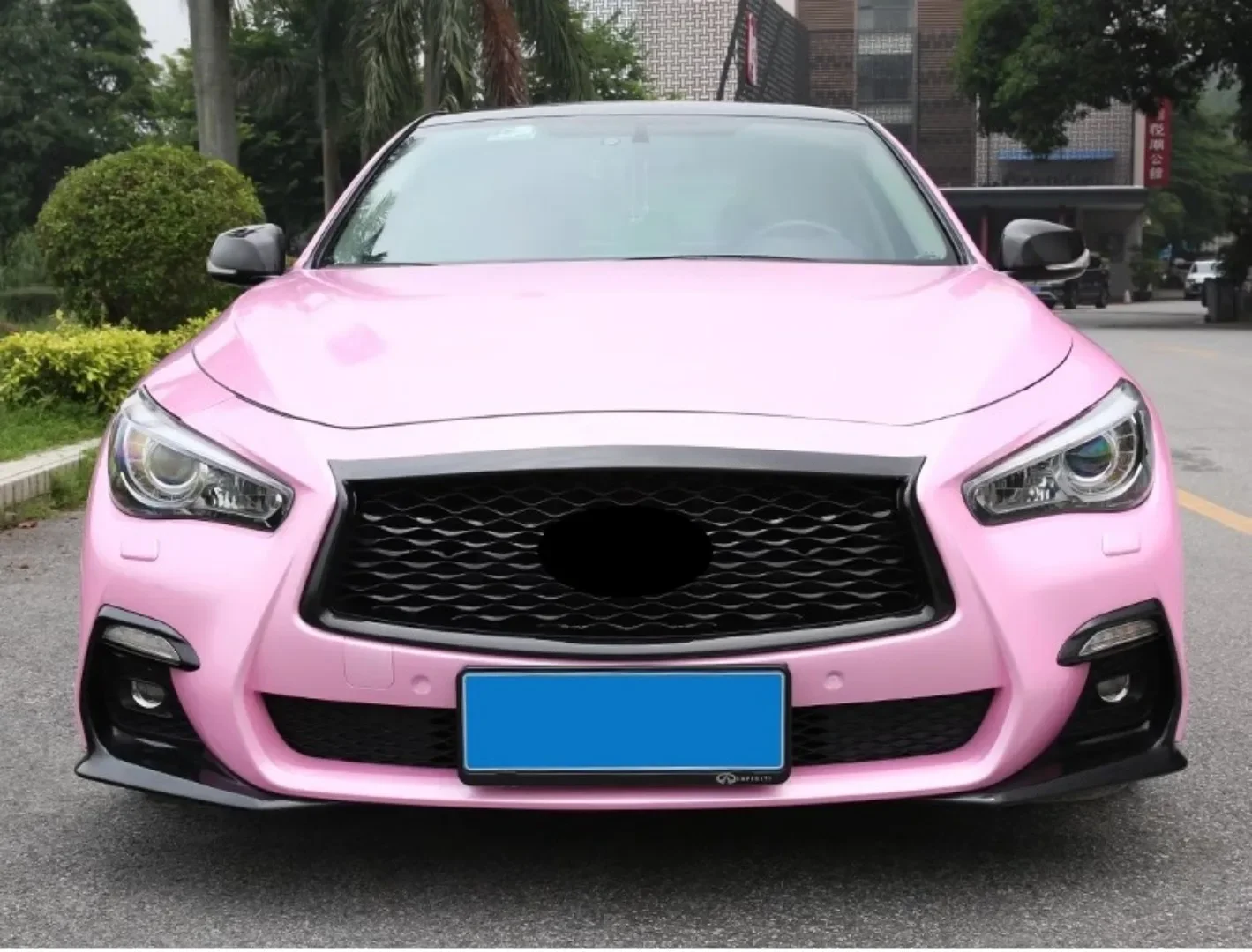 front bumper front lip Grill Mask radiator grille for Infiniti Q50 Q50L 2014-22 convert carbon fiber body kit fog lamp net