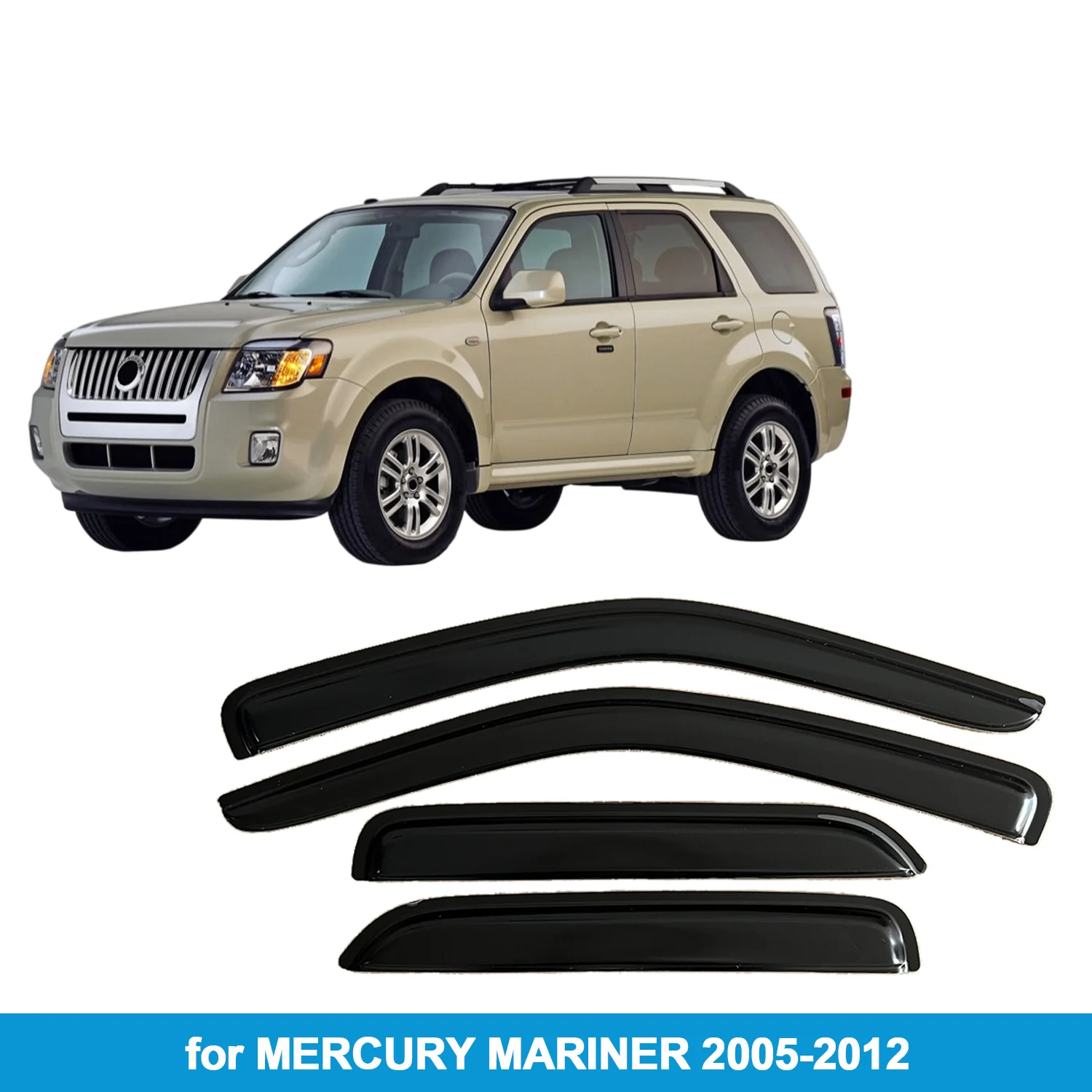 

Window Visor for MERCURY MARINER 2005-2012 Rain Guard Side Vent Deflector Weathershield Outside-Mount Tape On