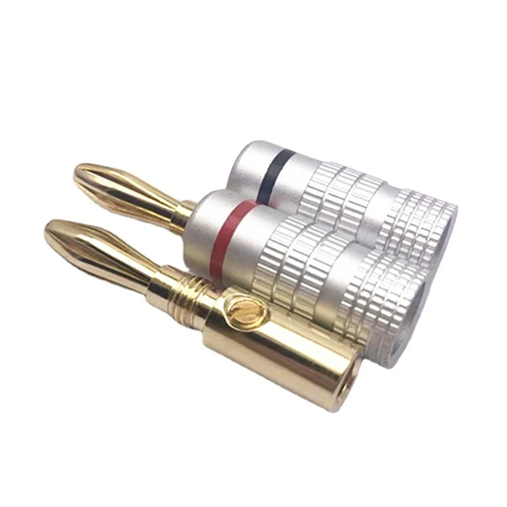 Gels Plug pour câble de haut-parleur Hifi, connecteur de fil de haut-parleur plaqué or 24K, verrouillage à vis pour touristes, son musical, 4 pièces, 8 pièces, 12 pièces, 50 pièces, 4mm