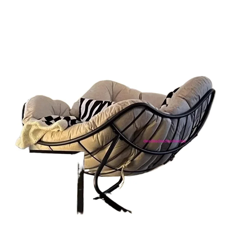 

Outdoor Rocking Chair Lazy Sofa Bird Nest Shaped Living Room Balcony Nap Patio Wicker Egg Chair with Padded Cushion