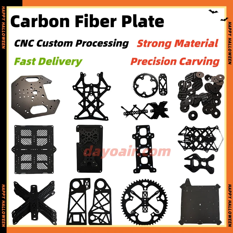 DAYO Carbon Fiber Sheet CNC Cutting Carbon Plate Panel Processing Carbon Board CNC Machining for FPV Frame Drone Arm RC Parts