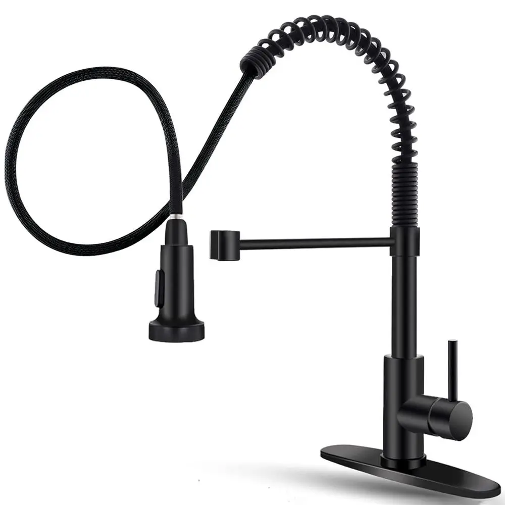 

Black Kitchen Faucet with Pull Down Sprayer Stainless Steel Single Handle Pull Out Spring Sink Faucets 1 Hole Or 3 Hole Dual Fun