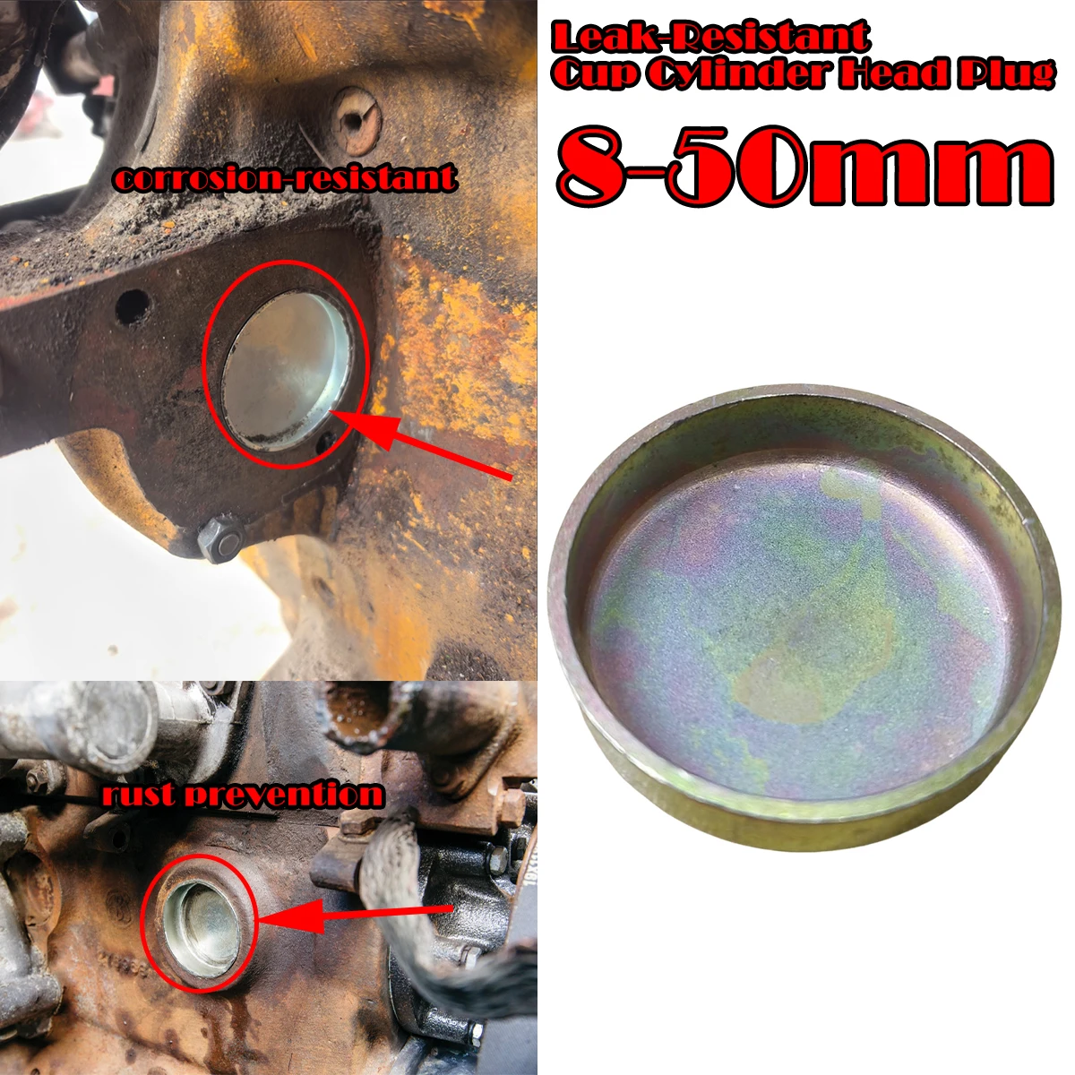 8-50mm Zinc-Plated Engine Core Plug Cylinder Heads Blocks Multi-Application Freeze Cover Cap Frost For Any Car Leak Proof Rust