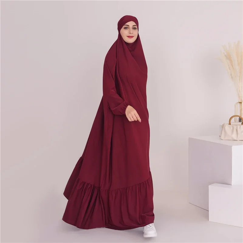 Prayer Garment Women Muslim Khimar Hijab Long Maxi Dress Loose Kaftan Islamic Burqa Kaftan Full Cover Arab Robe Ramadan Clothing