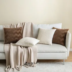 2-Piece Nordic Solid Color Pleated Cushion Cover 45*45 Velvet Modern Simple Line Pillowcase Home Decor Throw Pillow Covers
