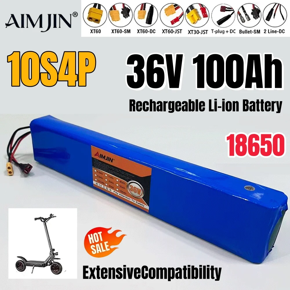 Lithium 10S4P Electric Scooter 36V 100Ah Battery - BMS Protected CE Certified Rechargeable with Durable Safe Design for Riding