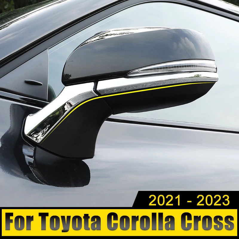 Car Accessories For Toyota Corolla Cross XG10 2021 2022 2023 Hybrid ABS Rearview Mirror Decoration Strip Cover Trim Stickers