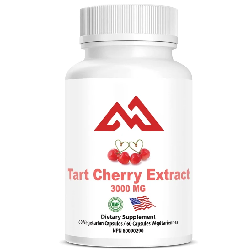 

Sour Cherry Extract | 3000mg per serving, 60 capsules to support joint health. Non GMO, gluten free, and vegetarian formula