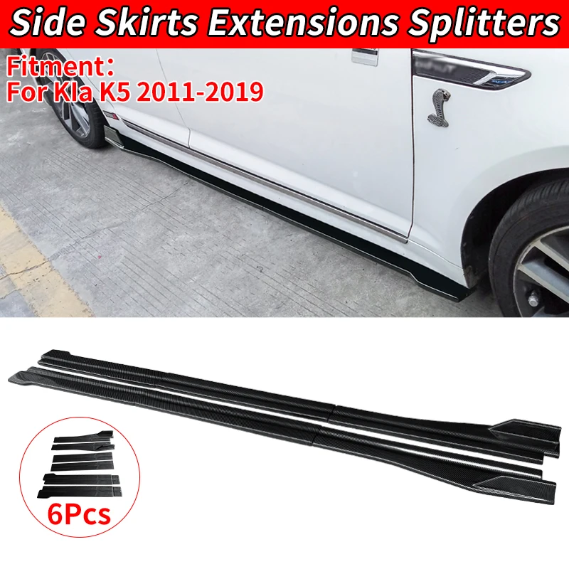 For Kia K5 Optima 2011-2019 Car Scratch Protector Side Skirts Extension Lip Glossy Black Rocker Bumper Splitters Diffuser