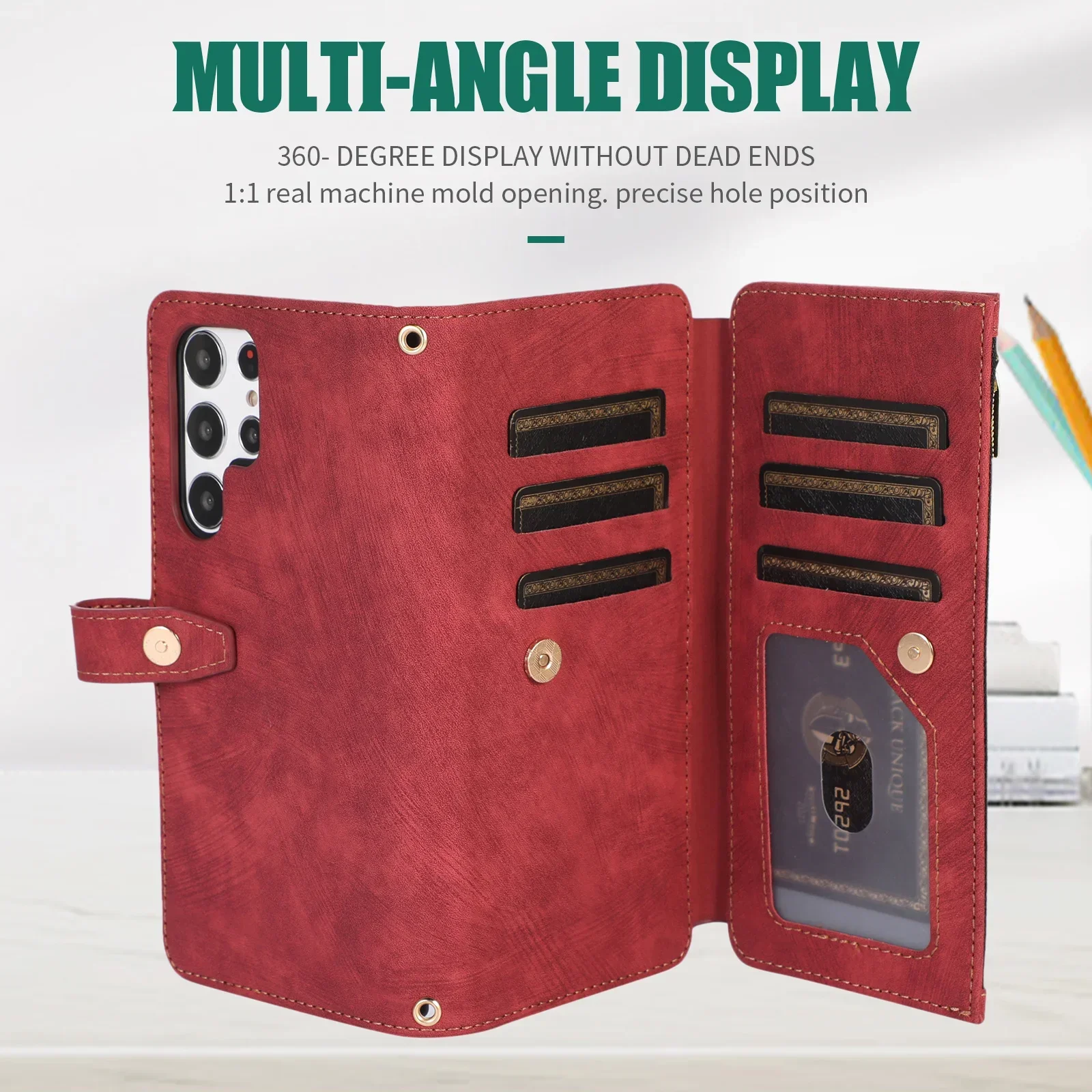Handyhülle für Samsung Galaxy S23 S24 FE S25 S26 Ultra Edge Plus A16 A06 A26 A36 A56 A27 A37 A57 Cover Reißverschluss-Brieftasche Crossbody – Detail 30