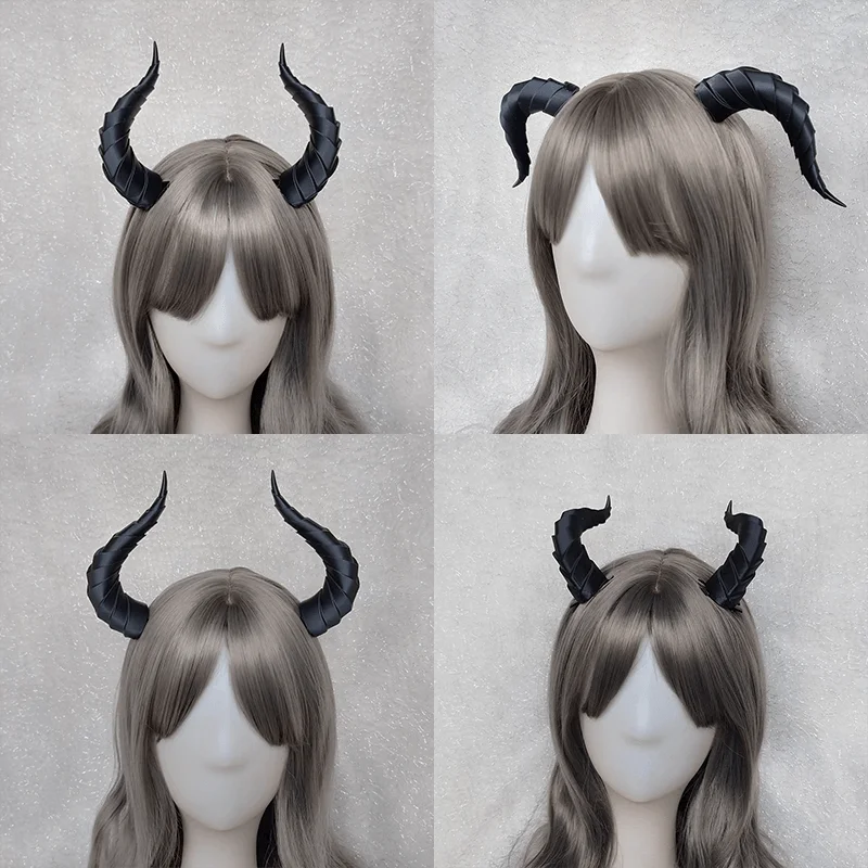 Aksesori properti Cosplay tanduk Iblis gradien, 10/14/17cm klip kepala tanduk Cosplay, hiasan rambut