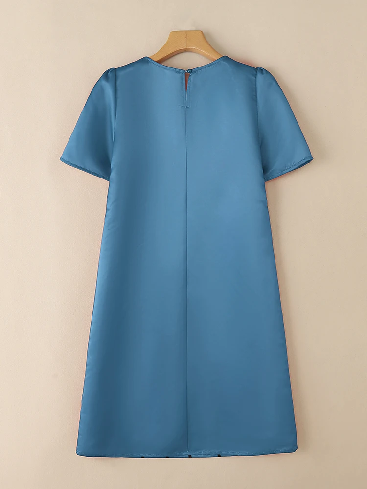 エレガントな女性用花柄プリントミディ丈ワンピース 2025 ZANZEA サマーオフィスワークサテンドレス スタイリッシュなパーティーサンドレス 半袖ワンピース