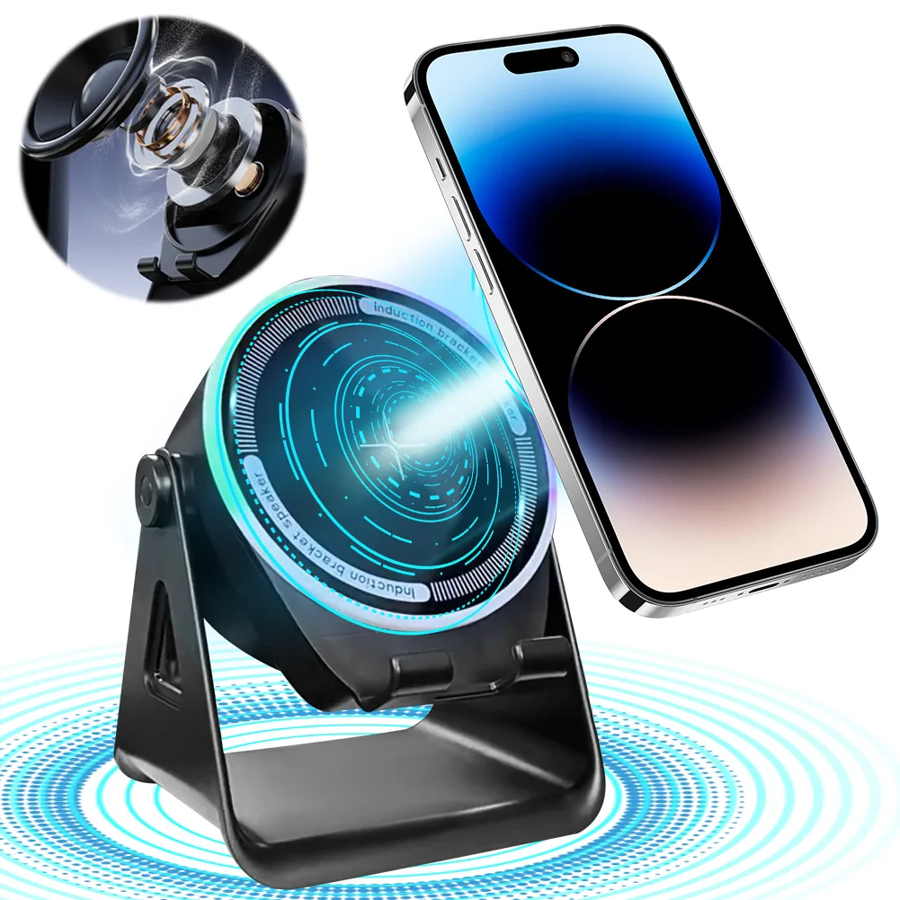 

Wireless Induction Speaker with Bluetooth-compatible Speaker Stereo Sound RGB Ambient Light for Home and Outdoors