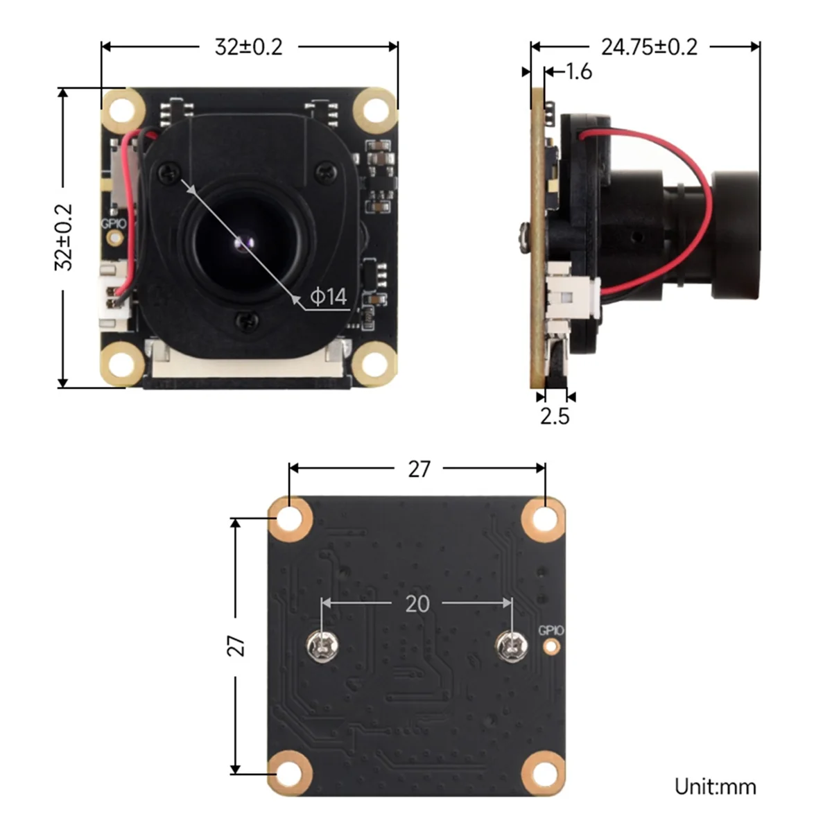 IMX290-83 IR-CUT Camera, Starlight Camera Sensor, Fixed-Focus, 2MP, for 4B/3B+ /3A+/Zero/Zero 2 W