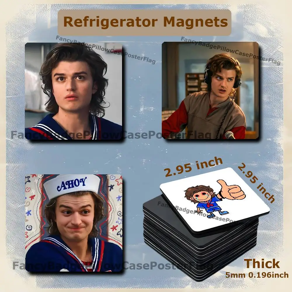 Joe Keery D-Djo Steve Fridge Refrigerator Magnet Set Creative Square Decorative Adhesive Stickers Magnets Festival Gift