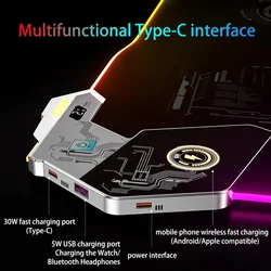 15W/30W Gaming Mouse Pad with Wireless Chargering, RGB Touch Illuminated Large Mousepad, 800x300 Keyboard Non-slip Glowing Mat